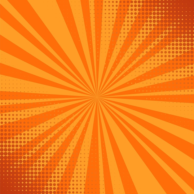 Шаблон поп-арт. Комический оранжевый полутоновый фон. Векторная иллюстрация.