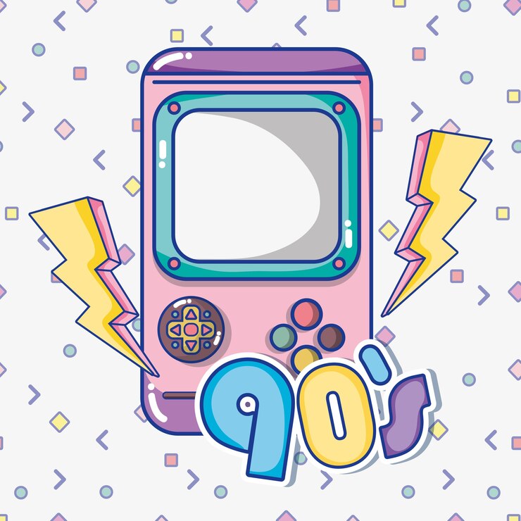 Vector pop art portable videogames console cartoon