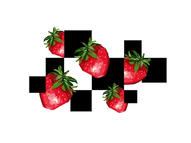 Vector pop art poster. abstract strawberry wallpaper. strawberries abstract background.