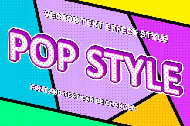 Vettore modello di stile del carattere effetto testo modificabile stile pop art viola pastello cartone animato 3d
