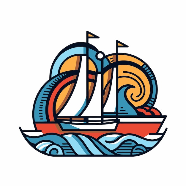 Vector pop art sailboat illustration design