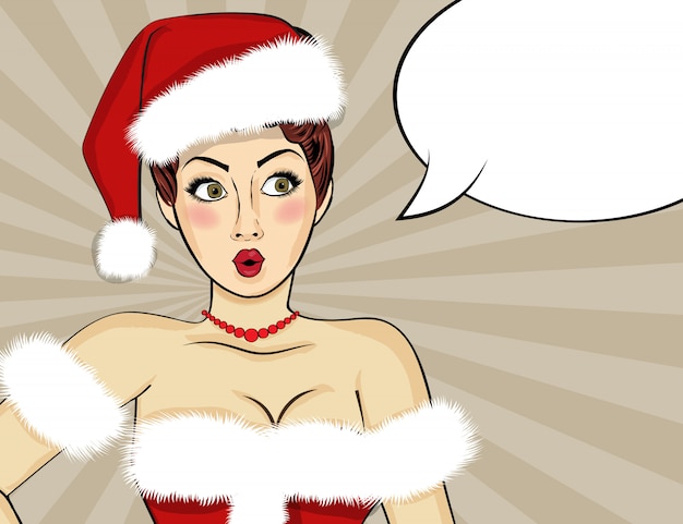 Pop art Santa girl