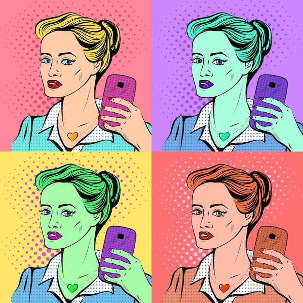 Pop art selfie poster