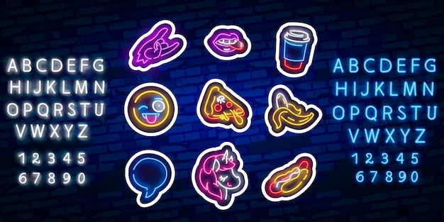 Vector pop art stickers. pop art patches, pins, and badges. neon sign, emblem.