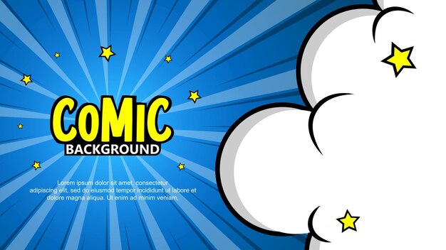 Pop art strip achtergrond met wolken Cartoon Vector Illustratie