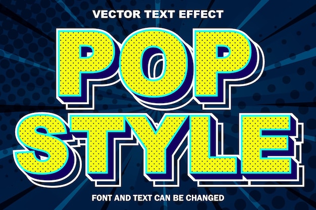 Pop art style 3d yellow dark blue editable text effect font style template