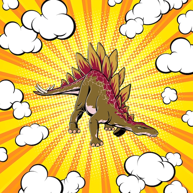 Vettore concetto di stile pop art con stegosauro per la stampa e il design illustrazione vettoriale