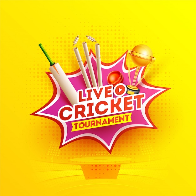 Pop art style lve cricket tournament