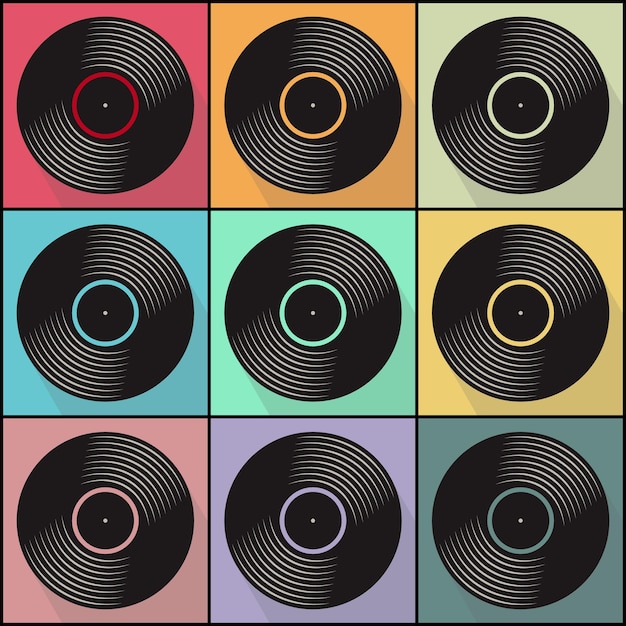 Pop Art Style Poster Retro Music Vintage Vinyl Record