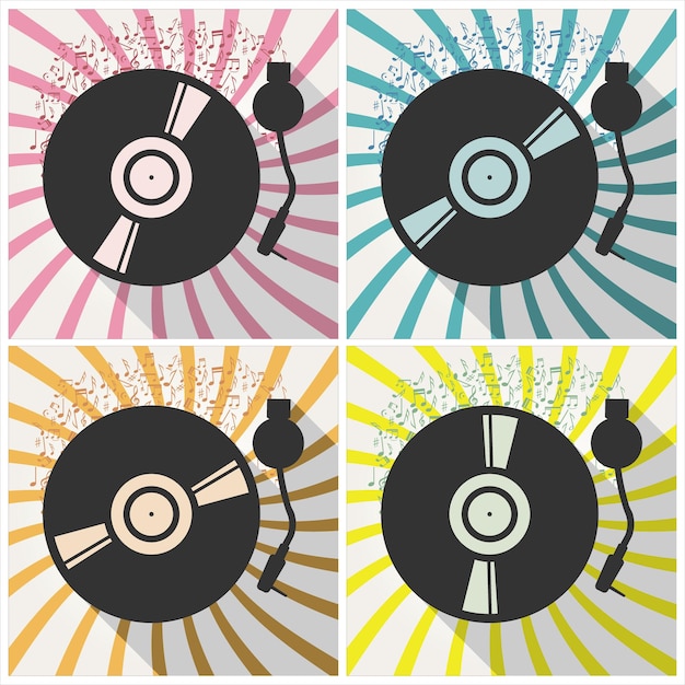 Pop art style poster retro music vintage vinyl record