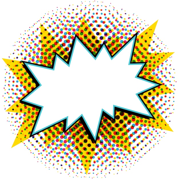 Vector pop art styled speech bubble. comics pop-art style empty bang shape on a multi color halftone.