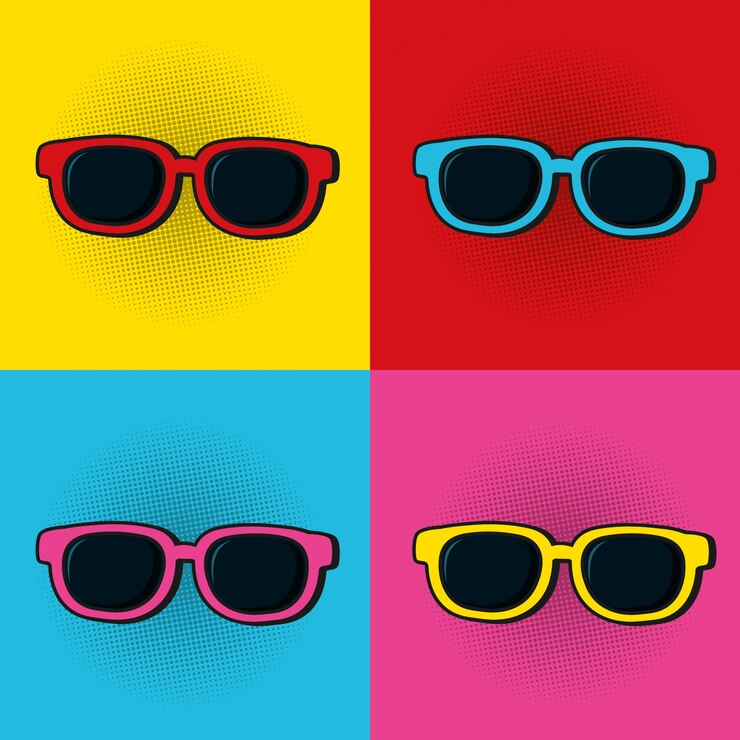 Vector pop art sunglasses colorful frames