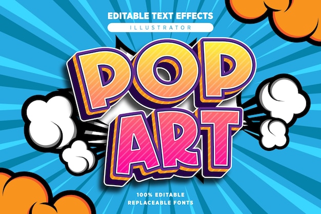 Vector pop art text effect editable in comic style