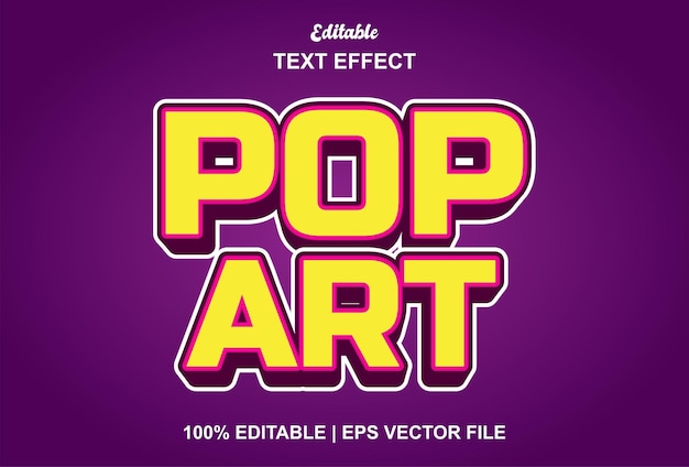 Pop art text effect with yellow color 3d style and editable