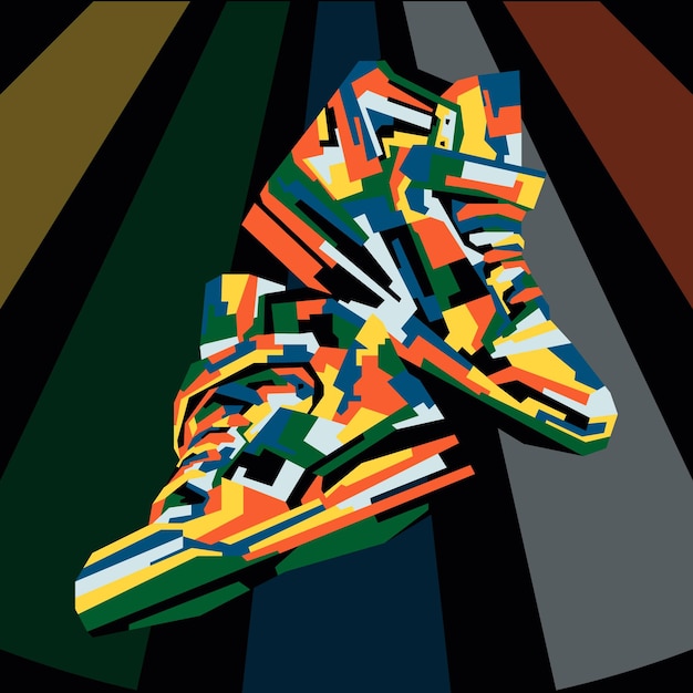 Vettore design di scarpe da ginnastica in stile wpap pop art