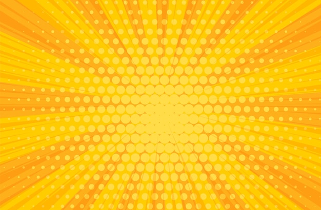 Pop art yellow comics book radial background