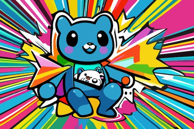 Vector pop bear super cute cartoon illustration