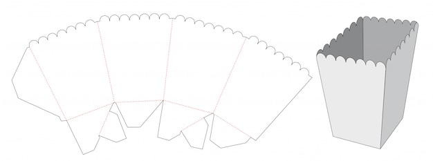 팝 옥수수 상자 다이 컷 템플릿