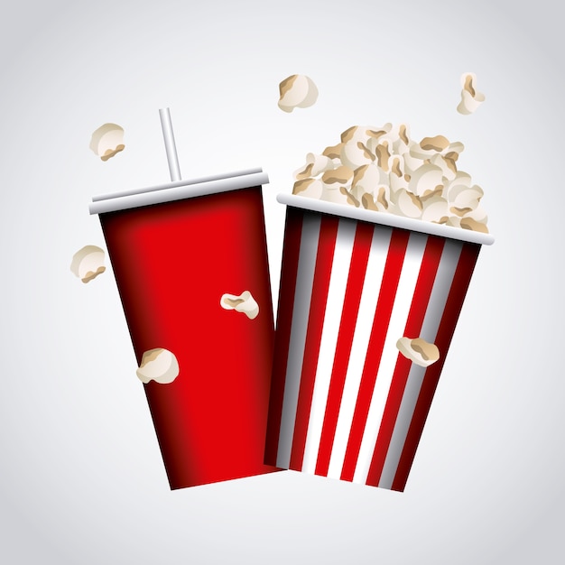 Vector pop corn bucket and soft drink icon