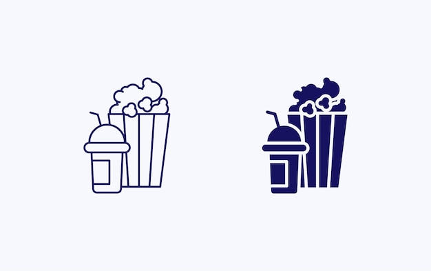 Pop Corn and drinks illustration icon