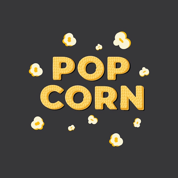 Vector pop corn, lettering banner