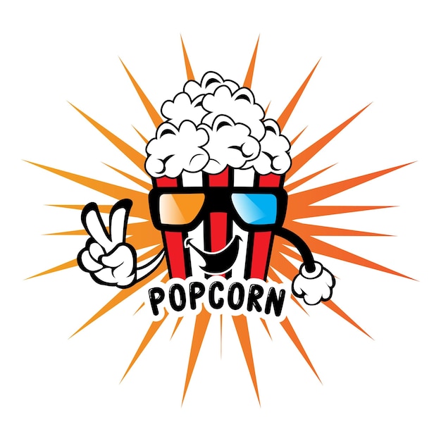 Vector pop corn logo pictogram vector exploderen bioscoop snacks concept illustratie