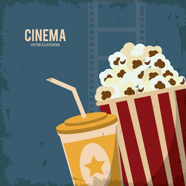 Vector pop corn soda movie film cinema icon