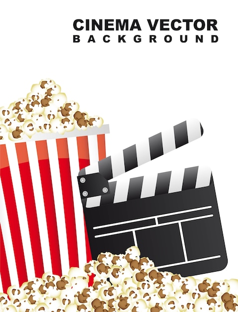 Pop corn with clapper board cinema vector illustration