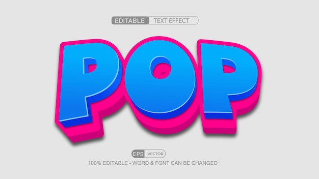 Pop editable text effect 3d style