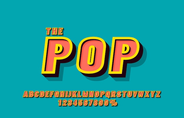 Pop retro font and numbers set