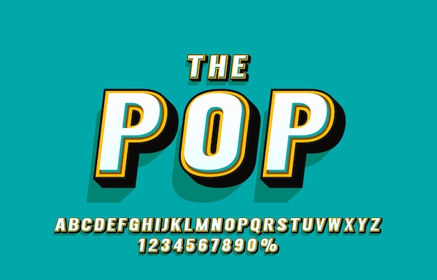 Pop retro font and numbers set