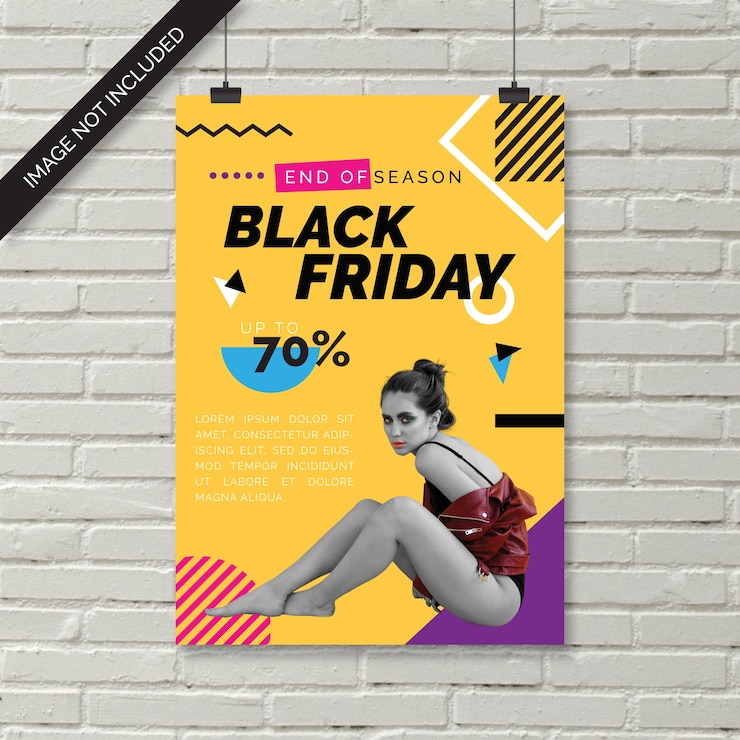 Вектор поп-стиль black friday flyer