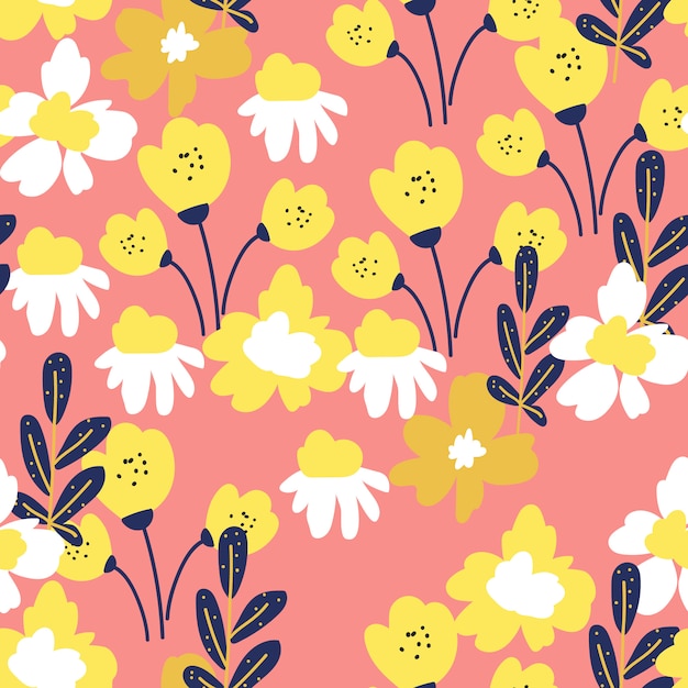 Pop style floral seamless pattern