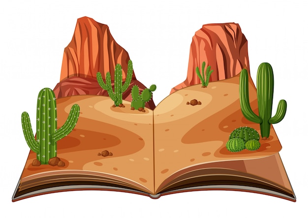 A pop up book desert scene