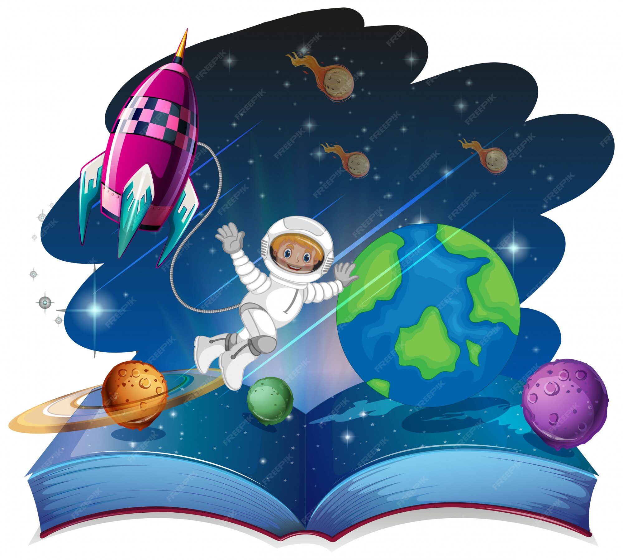 Космос и книга Векторная иллюстрация