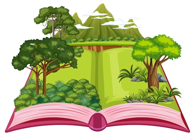 Vector pop up book with outdoor nature scene