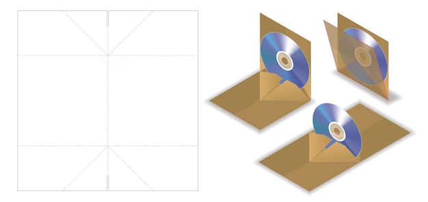 Pop-up disc-envelop mockup met diëlineknip