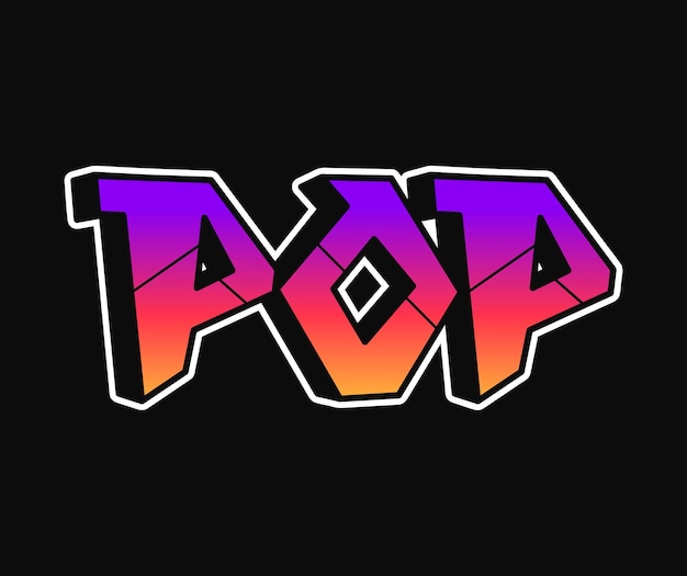 Pop word trippy psychedelic graffiti style letters