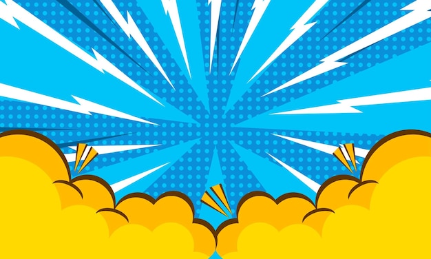 Popart cartoon burst-achtergrond met wolk