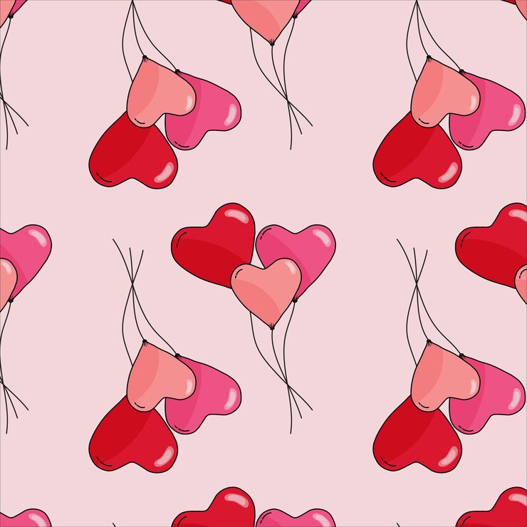 Popart hart ballonnen op roze achtergrond naadloze patroon
