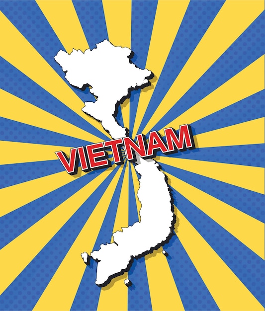 Vector popart kaart van vietnam