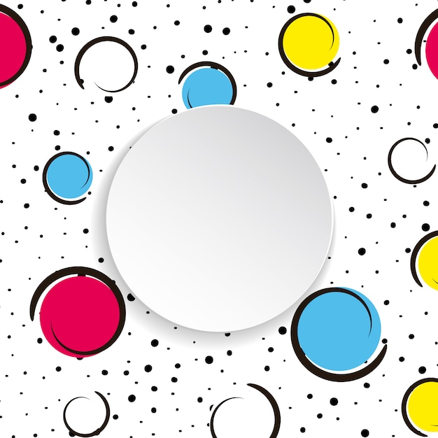 Popart kleurrijke confetti achtergrond. grote gekleurde vlekken en cirkels