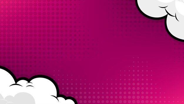 Popart komische achtergrond met wolk en ster. Cartoon vectorillustratie op roze