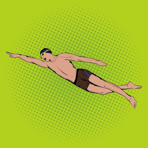 Popart Komische Zwemmer Vector Stock Illustratie