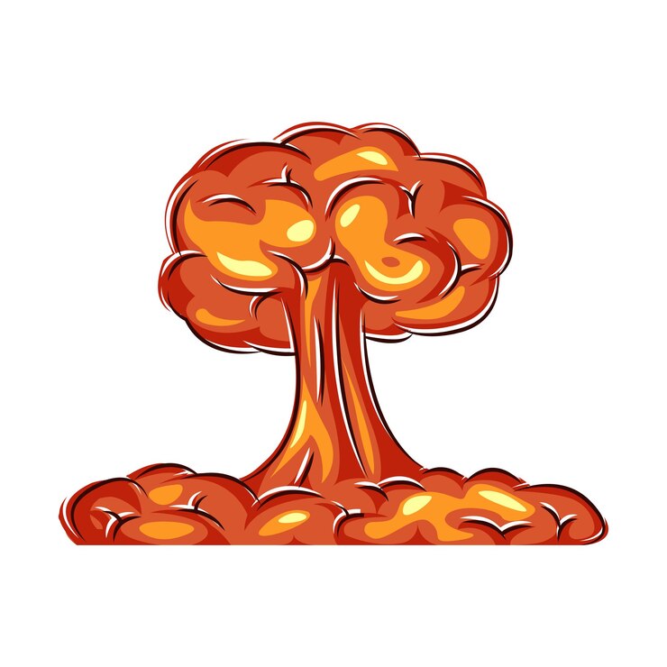 Vector popart nucleaire explosie platte vectorillustratie