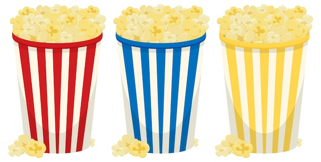 Vettore scatole di popcorn su sfondo bianco