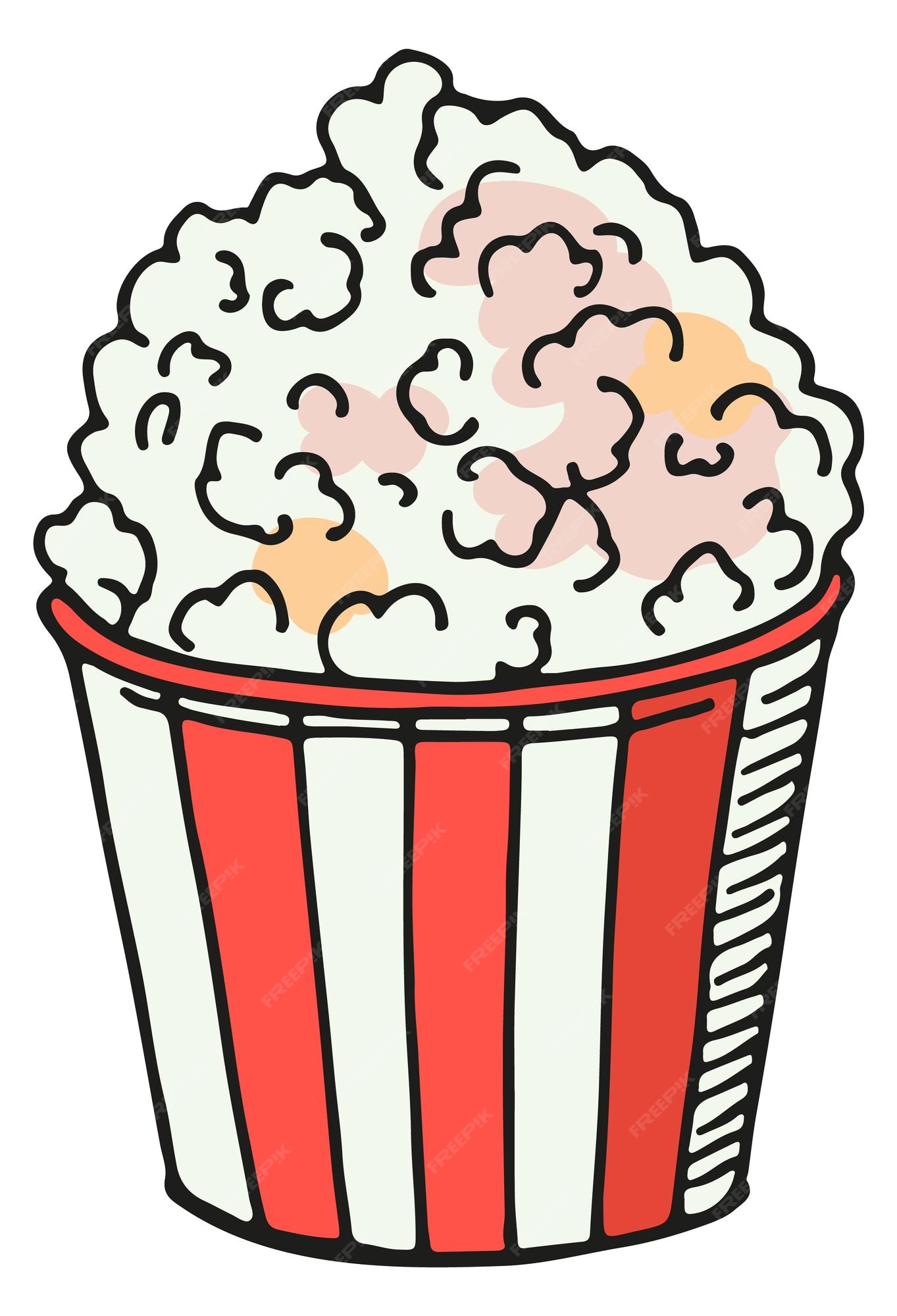 Premium Vector Popcorn bucket color doodle cinema snack icon