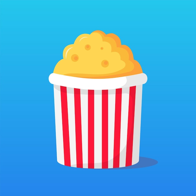 Popcorn bucket isolated icon food snack vector illustration