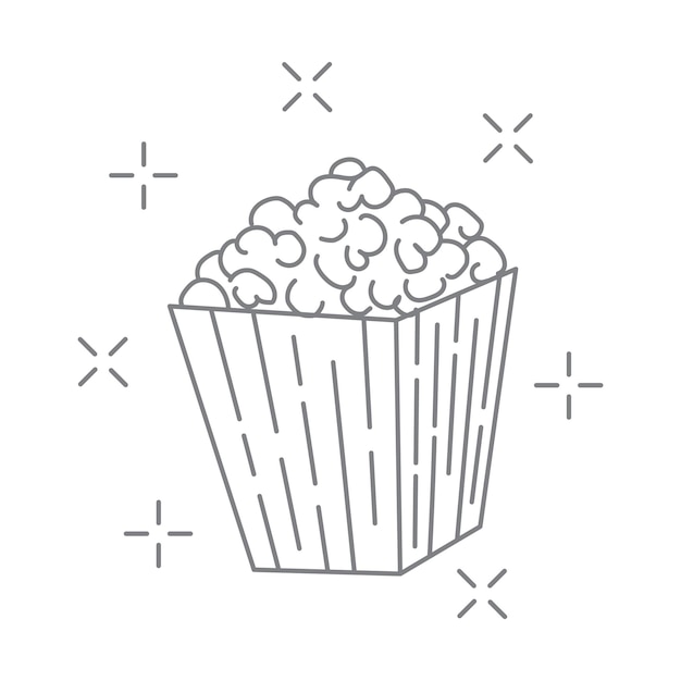 Popcorn bucket thin line icon on white background