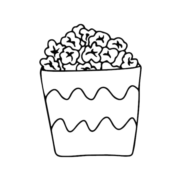 Popcorn in confezione di cartone snack per guardare film doodle libro da colorare cartone animato lineare